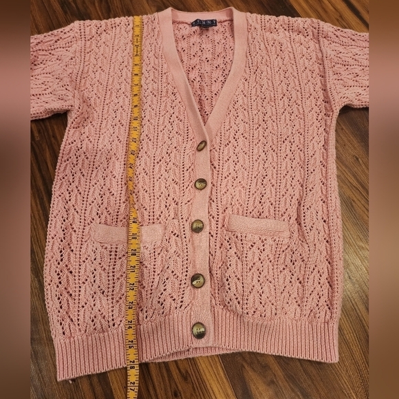 Vintage Renny Crochet Knit Button Sweater  Cardigan Ramie/Cotton Blend - Picture 10 of 11